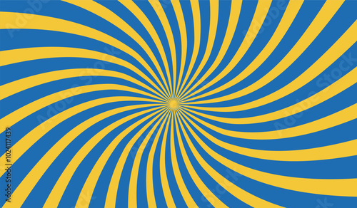 Blue and yellow spiral background for banners, posters, any design related to promotions
