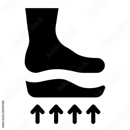 Orthotics foot glyph icon representing support for foot health and orthopedic care