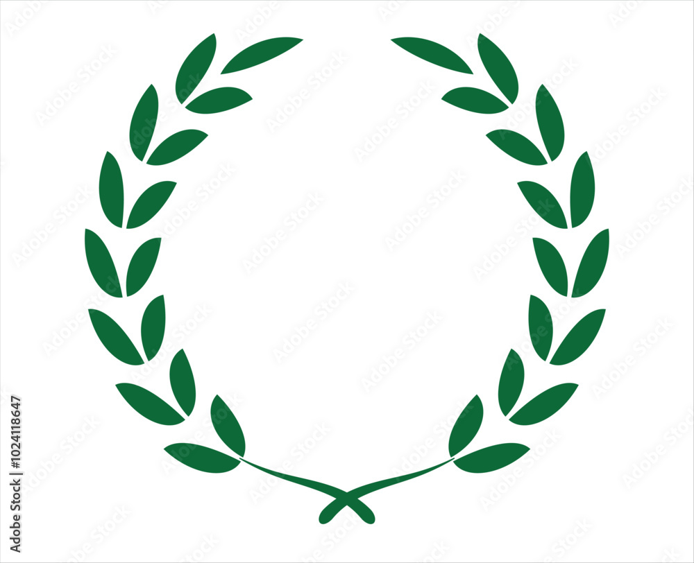 Circular laurel floral green leaf vector for award winner celebration Circular laurel floral green leaf vector for award winner celebration