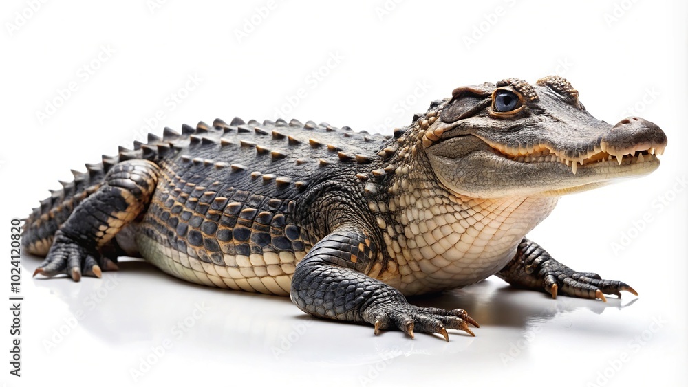 Obraz premium Large American alligator isolated on white background