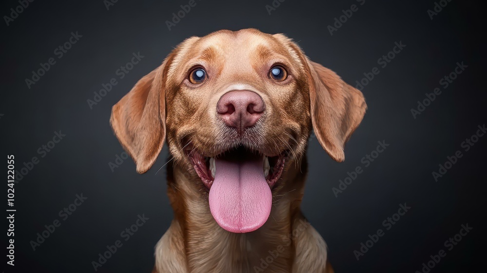 A charming puppy portrait, showcasing its playful spirit with a tongue out, set against a backdrop. A charming puppy portrait, showcasing its playful spirit with a tongue out, set against a backdrop.