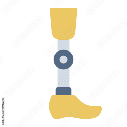 Bionic leg flat icon representing artificial limb support and orthopedic healthcare