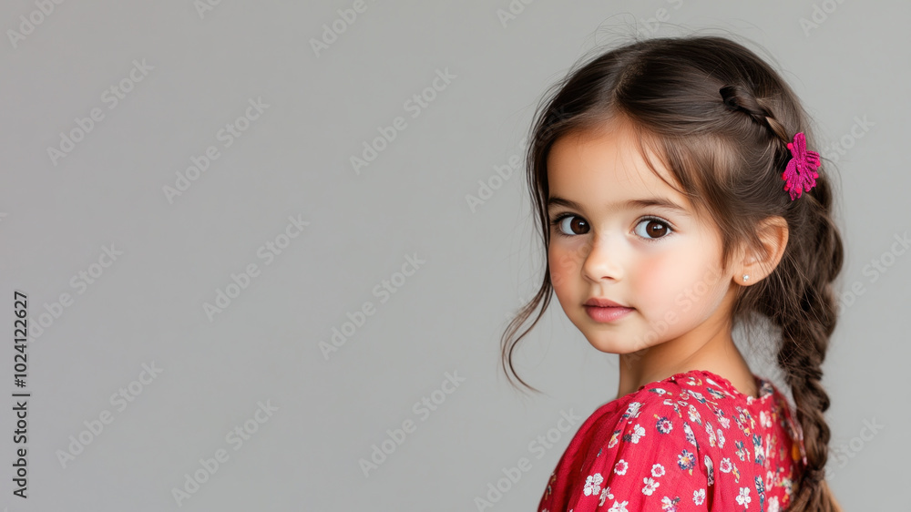 Canadian little girl in traditional kaftan cloth made from luxury fabric Canadian little girl in traditional kaftan cloth made from luxury fabric