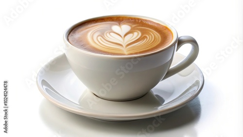 latte coffee cup on white background with clipping path