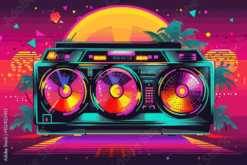 an 80s 90s oldschool discoillustration