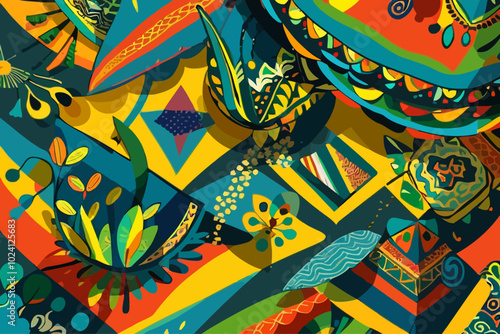 illustration background on brasilian culture pattern