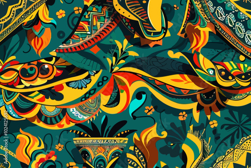 illustration background on brasilian culture pattern