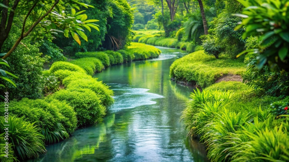 Lazy river flowing through tropical forest Lazy river flowing through tropical forest