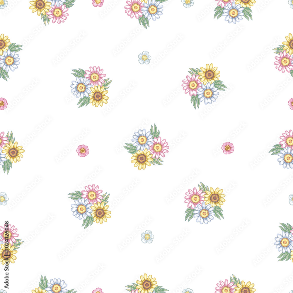 Pattern of Daisy flower minimal stye. Pattern of Daisy flower minimal stye.