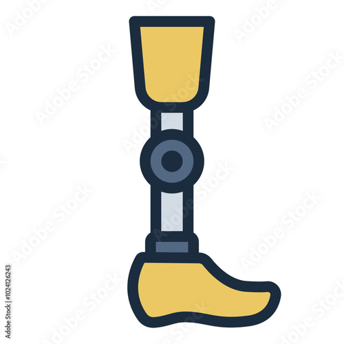 Bionic leg filled line icon representing artificial limb support and orthopedic healthcare