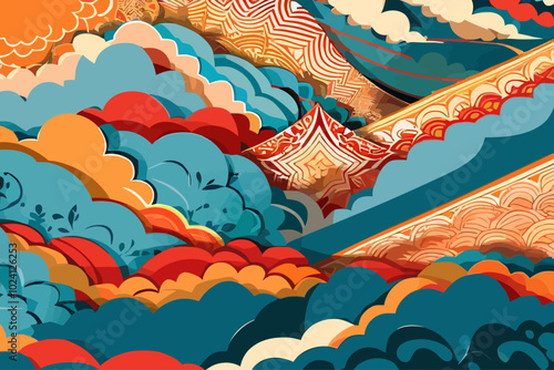 illustration background on thai culture pattern