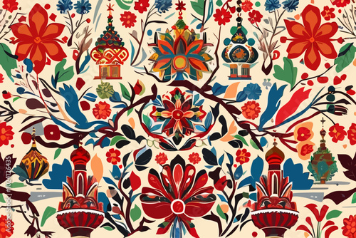 illustration background on russian culture pattern