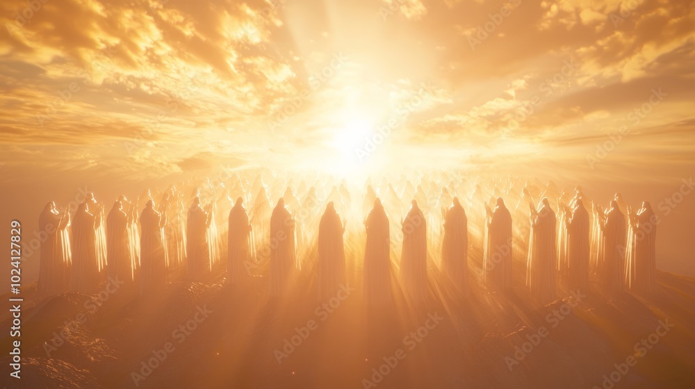 Celestial Choir: Heavenly Christian 3D Render of Harmonious Singing on Radiant Mountaintop Celestial Choir: Heavenly Christian 3D Render of Harmonious Singing on Radiant Mountaintop