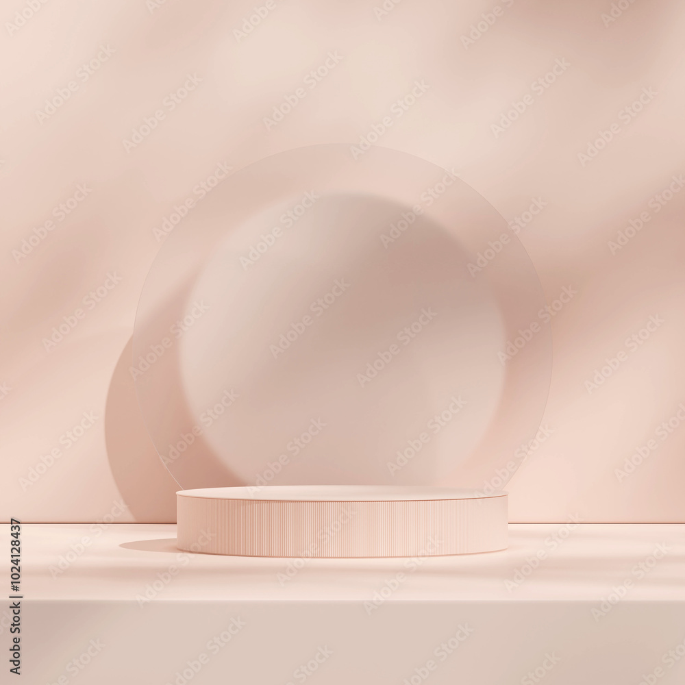 3d rendering mockup template minimal scene peach podium in square with frosted glass background 3d rendering mockup template minimal scene peach podium in square with frosted glass background