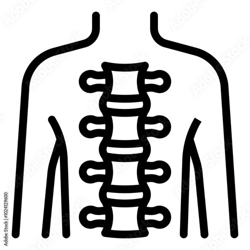 Spine outline icon representing backbone structure and orthopedic health care