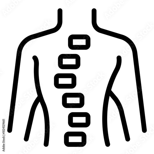 Scoliosis outline icon representing spine health and orthopedic care for skeletal structure