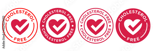 Cholesterol free logo, label, badge, icon, sticker, symbol, emblem, stamp, green, line, flat vector, isolated illustration. Cholesterol Free label for product packaging design.