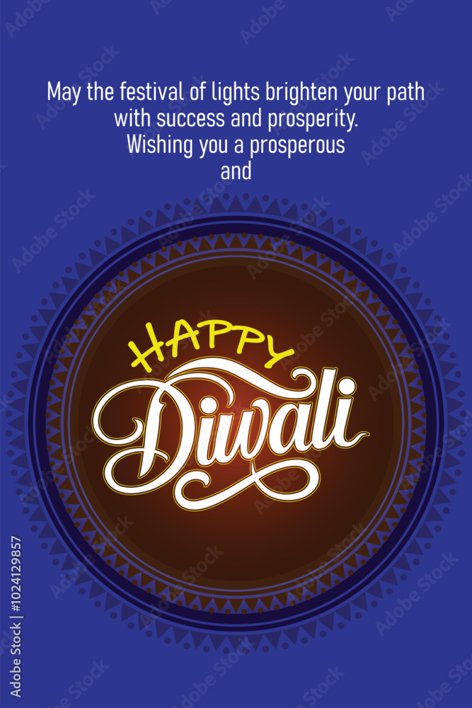 Fototapeta premium Happy Diwali Celebration Background. Diwali Festival Of Lights Banner with Diya Vector Illustration. Happy Diwali Social Media Post Template.
