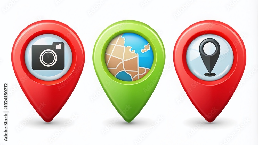 Map Location Icons Set - GPS Location Markers with Black, Outline, and Red Styles for Navigation and Mapping Map Location Icons Set - GPS Location Markers with Black, Outline, and Red Styles for Navigation and Mapping