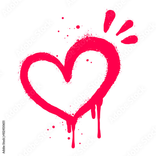 Spray painted graffiti heart sign in red over white. Love heart symbol. isolated on white background. vector illustration