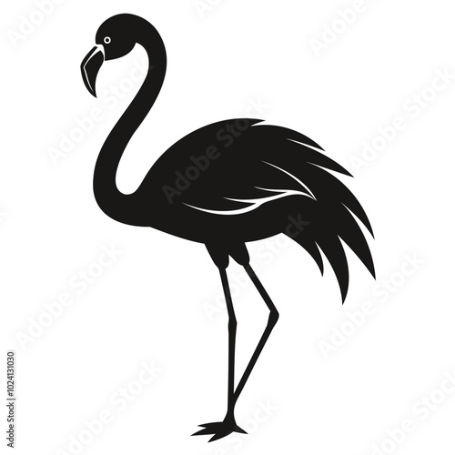 Silhouette of a black flamingo bird Vector illustration Animals silhouette vector illustration
