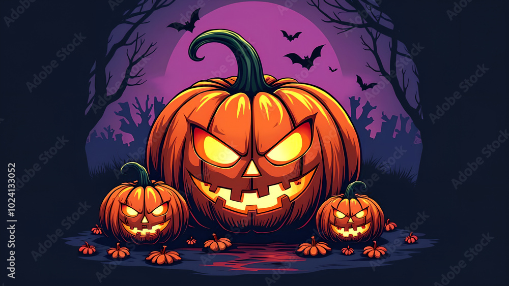Colorful creepy spooky design pumpkin t-shirt art design in vector illustrator Colorful creepy spooky design pumpkin t-shirt art design in vector illustrator