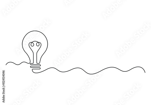 Light bulb continuous one line drawing. Creative solution team work concept vector illustration