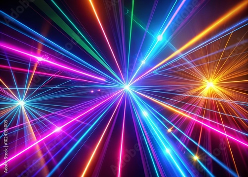 Neon Laser Beams Icon Animation with Vibrant Light Effects and Abstract Background for Dynamic Visual Projects