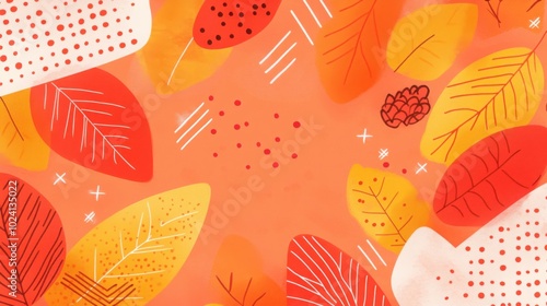 Autumn Leaf and Pinecone Garland Illustration