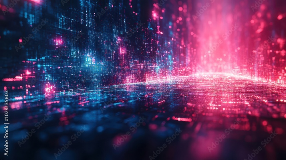 futuristic abstract background showcasing blue mint and pink hues interlaced with digital glitch effects creating a captivating cyberpunk aesthetic reminiscent of retro futurism futuristic abstract background showcasing blue mint and pink hues interlaced with digital glitch effects creating a captivating cyberpunk aesthetic reminiscent of retro futurism