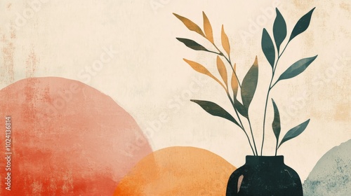 Abstract Floral Arrangement with Earthy Tones and Textured Background