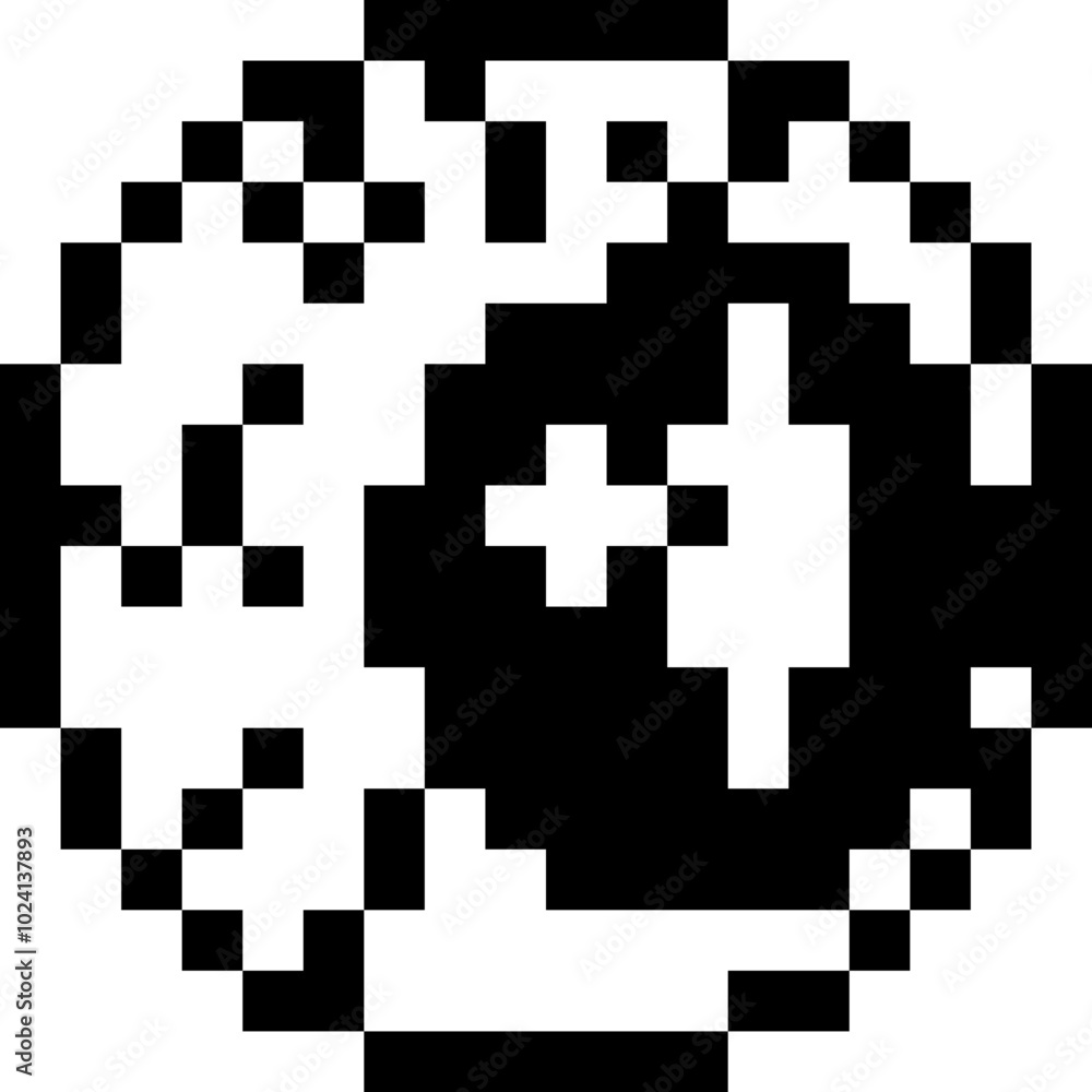 Halloween Eyeball Pixel 8bit Icon Black Color. Halloween Eyeball Pixel 8bit Icon Black Color.