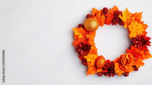 Elegant Watercolor Wreath with Gilded Leaves