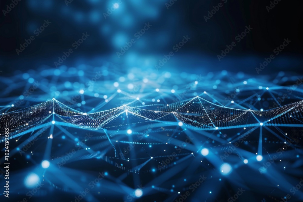 Generative AI concept depicted through a network of connected particles. Generative AI concept depicted through a network of connected particles.