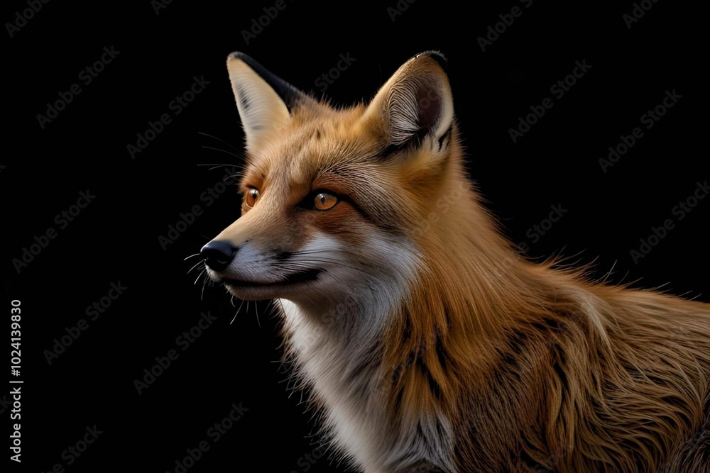 Obraz premium Close-up of a Red Fox with Amber Eyes: Red Fox Portrait | Fierce Wild Animal