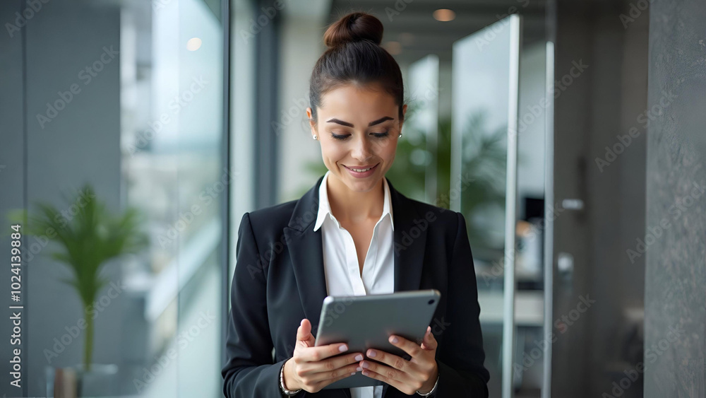 Smart Businesswoman Using Tablet for Professional Decisions Smart Businesswoman Using Tablet for Professional Decisions