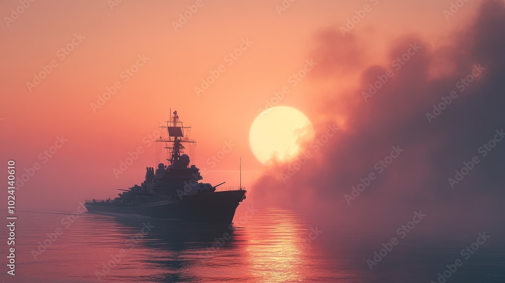 Fototapeta premium Minimalist background of Navy Military Day: A vector illustration of combat aircraft, ships, and soldiers in uniform, celebrating national defense. 