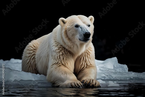 Polar Bear Serenity: Majestic Polar Bear Resting on Arctic Ice photo