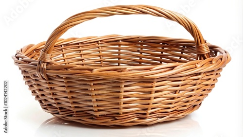 Long shot of a wicker basket isolated on white background