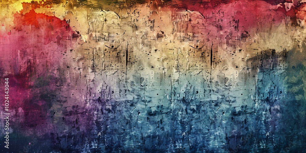 Obraz premium A vibrant abstract background featuring multicolored grunge textures and artistic paint strokes, perfect for creative projects and design inspiration.