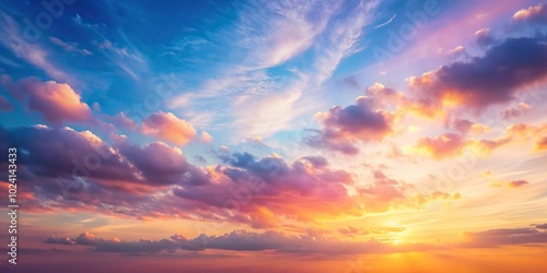 Long shot of pastel skies background with sunrise