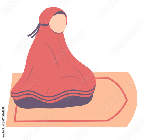 Muslimah Activity Illustration, Muslimah Praying Illustration photo