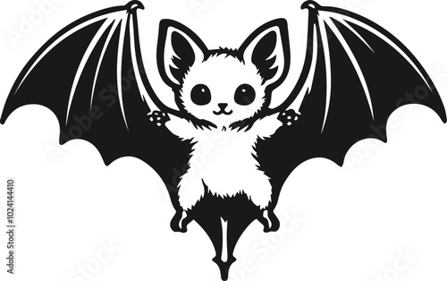 baby bat icon silhouette vector art illustration