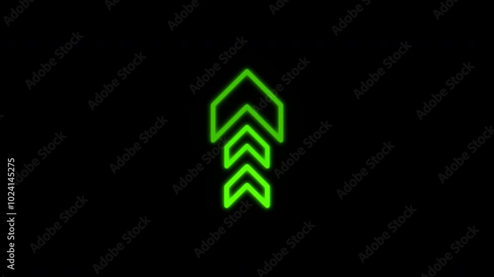 Neon green light arrow up animation. on black background. 4k Video Neon green light arrow up animation. on black background. 4k Video