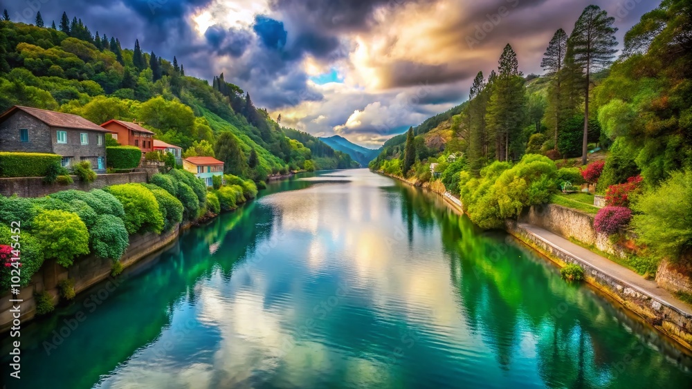 Serene Passage Gois at Sunset: Tranquil Waters and Lush Greenery in a Picturesque Natural Landscape Serene Passage Gois at Sunset: Tranquil Waters and Lush Greenery in a Picturesque Natural Landscape