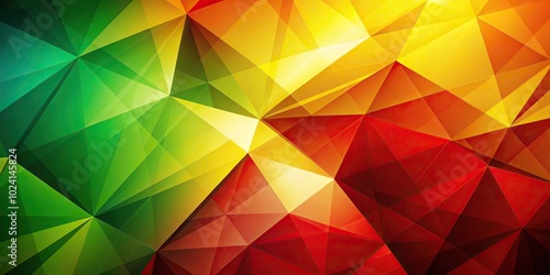 Low angle abstract geometric background in red, yellow, and green colors