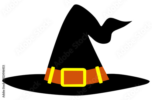 Witch hat with gold belt. Halloween costume. Colored HD illustration SVG format vector graphic, editable 5 colors
