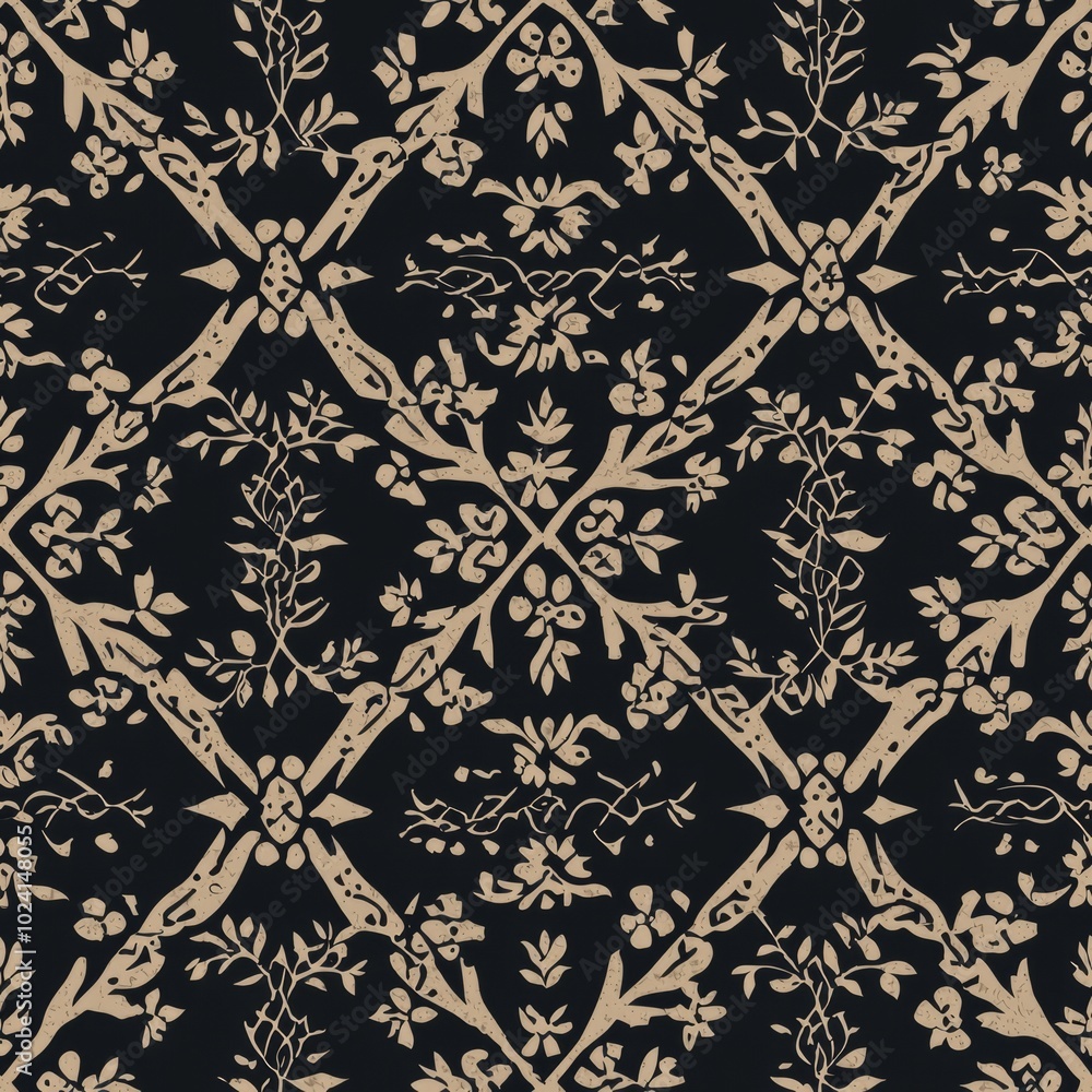 seamless pattern of ancient runes intertwined with floral designs seamless pattern of ancient runes intertwined with floral designs