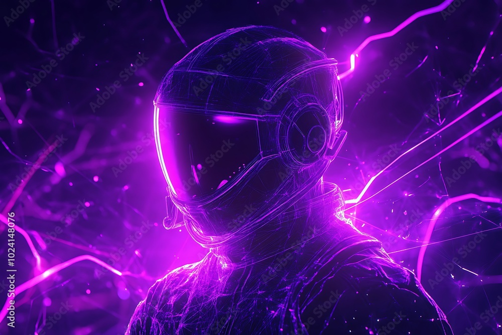 A neon-lit futuristic astronaut rendered in a digital hologram, symbolizing exploration, outer space, and advanced technology in a visually immersive environment. A neon-lit futuristic astronaut rendered in a digital hologram, symbolizing exploration, outer space, and advanced technology in a visually immersive environment.