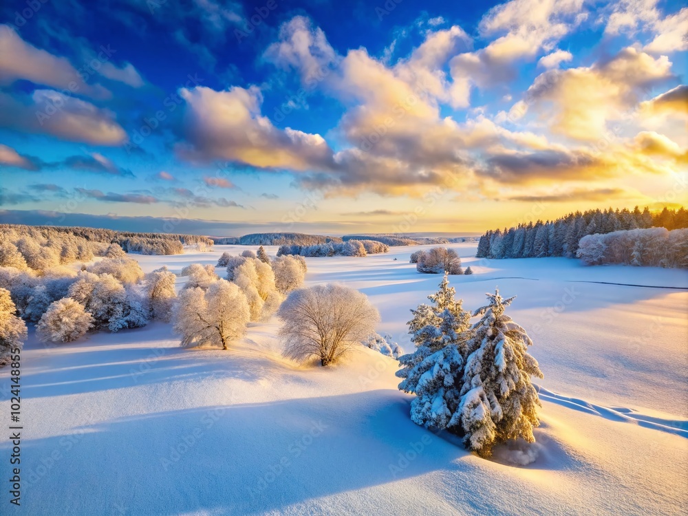 Snow-Covered Flat Plane Landscape in Winter Wonder, Scenic Nature View with White Snow Blanketing the Ground and Sky Snow-Covered Flat Plane Landscape in Winter Wonder, Scenic Nature View with White Snow Blanketing the Ground and Sky